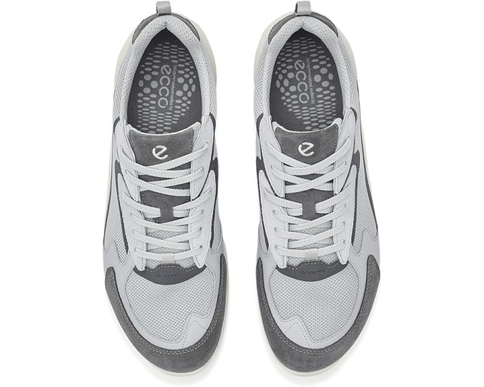 ECCO Biom Energi Sporty Lace-Up серые кроссовки из кожи и текстиля