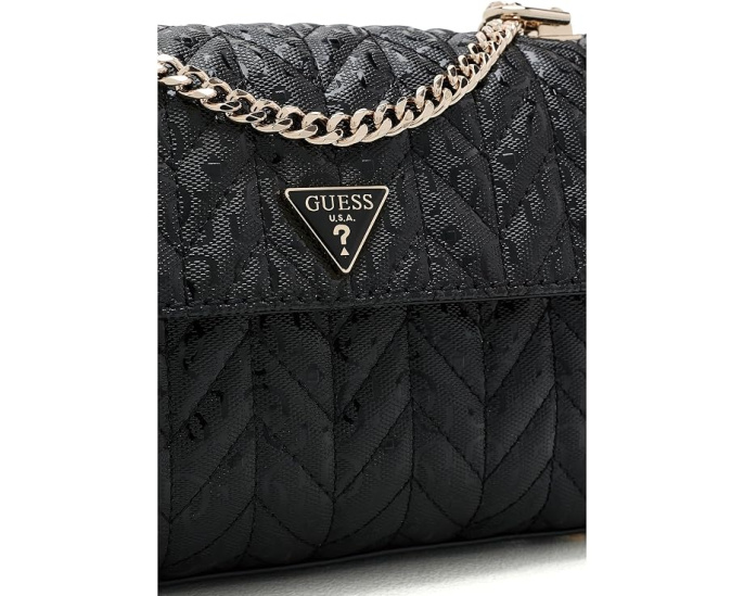 Сумка кроссбоди GUESS Stacey с клапаном и цепочкой, черная