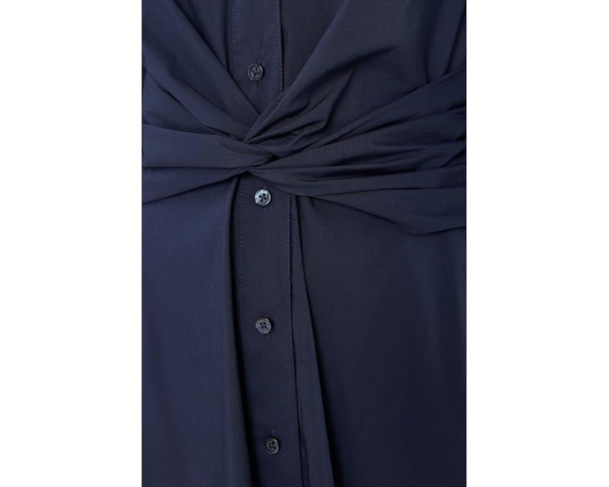 Petite Twist-Front Bubble-Sleeve Shirtdress
