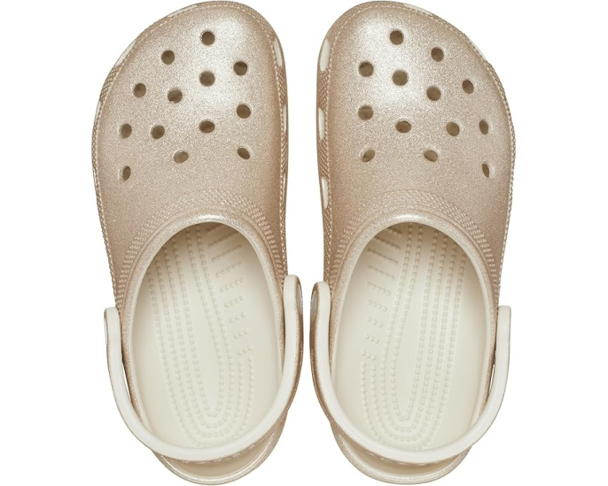 Кроксы Classic Clog с блестками и регулируемым ремешком