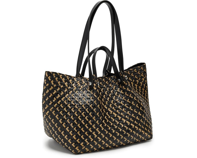 AllSaints Allington Straw Tote соломенная сумка из плетеного сизаля с черной отделкой