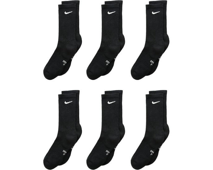 Носки Nike Performance Cushioned Dri-FIT гольф 6 пар детские черно-белые
