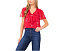 Short Sleeve Ruffle Tie Neck Top