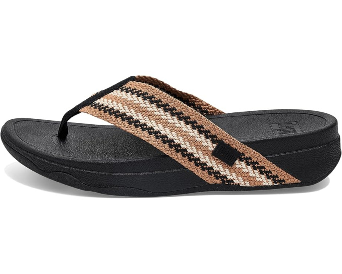 FitFlop Surfa Stripe-Webbing Toe-Post Sandals с ремешками из тесьмы