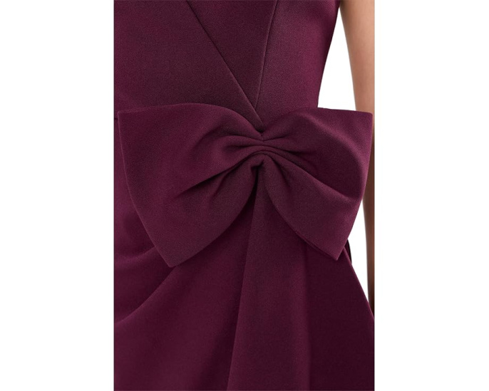 Adrianna Papell платье короткое V-Neck Crepe с бантом и боковым разрезом