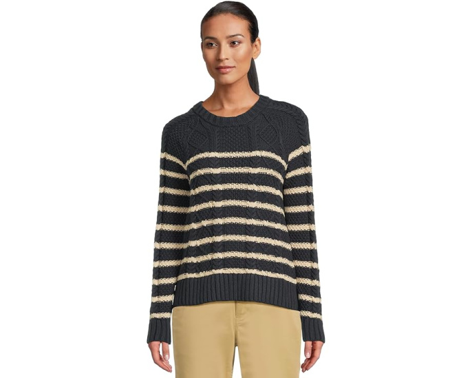 L.L.Bean Signature Cotton Fisherman Crewneck Sweater Stripe в полоску