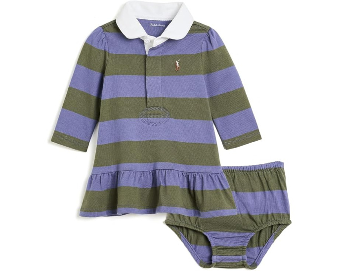 Polo Ralph Lauren Kids платье Striped Cotton Rugby с шортами для малышей