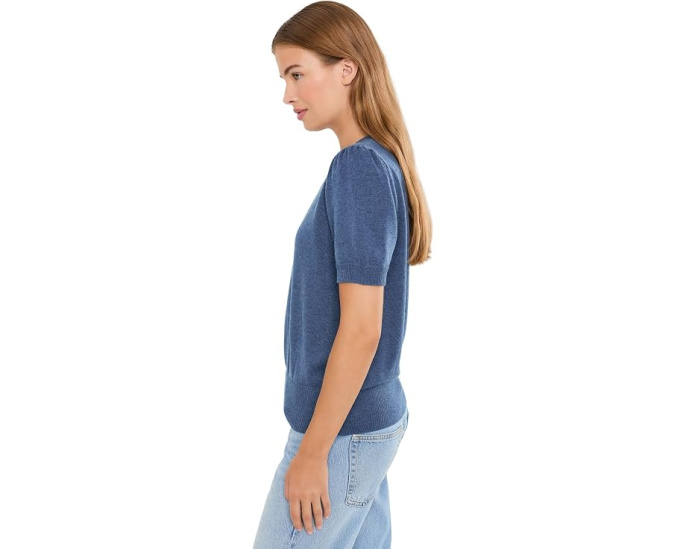 Short Sleeve Puff Sleeve Crew Neck