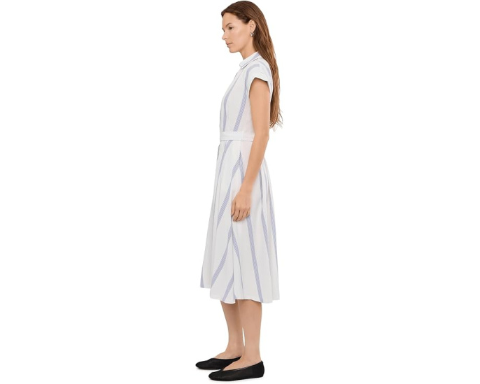 Платье Calvin Klein Cap Sleeve с полосками и поясом