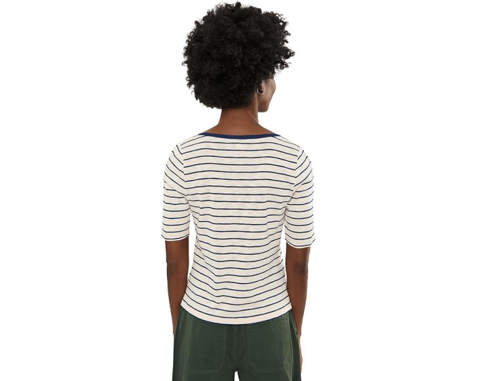 Футболка Nzt Elbow Sleeve Stripe Notch с вырезом NIC+ZOE