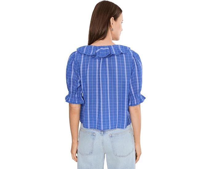 Топ Madewell Kelly в клетку из гофрированной ткани
