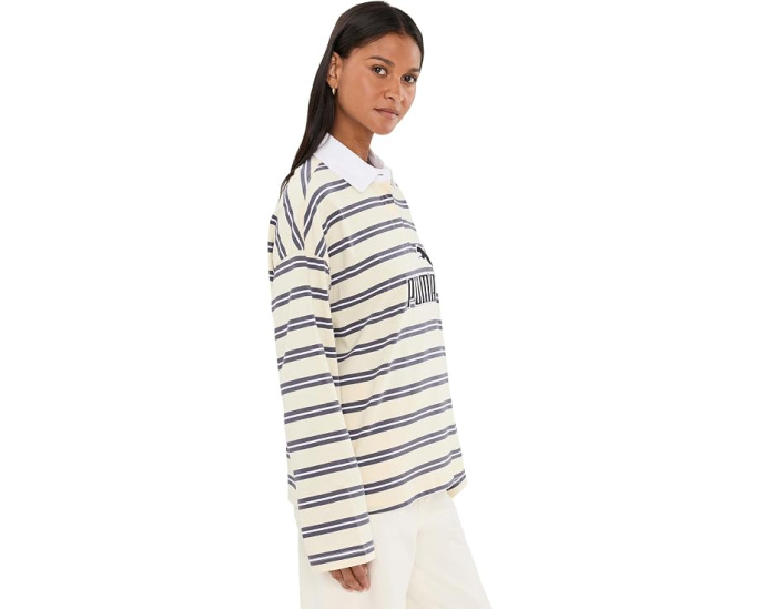 Лонгслив Puma Essentials Elevated No.1 Logo Oversized Striped Rugby Polo поло с полосатым принтом