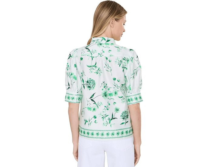CeCe топ Cotton Sateen Hidden Placket из хлопкового сатина