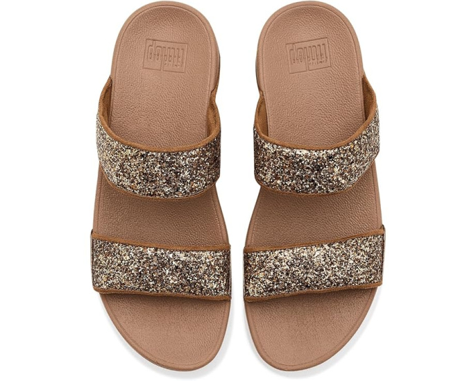 Блестящие сандалии-слайды FitFlop Lulu с двумя ремешками