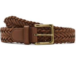 Плетеный кожаный ремень Brooks Brothers с латунной пряжкой