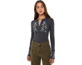 Блуза Fleur Embroidered Cuff Henley от Free People с вышивкой