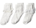 Big Eyelet Turn Cuff/Fancy Lace Girls Socks 3 Pack