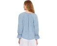 Petite 3/4 Sleeve Button Front Shirred Woven Top