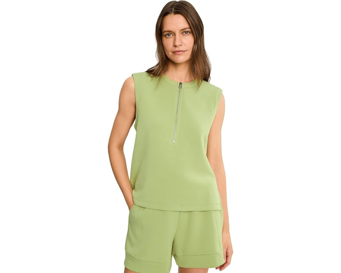 Varley топ Simmons 1/2 Zip Tank с половинной молнией зеленый