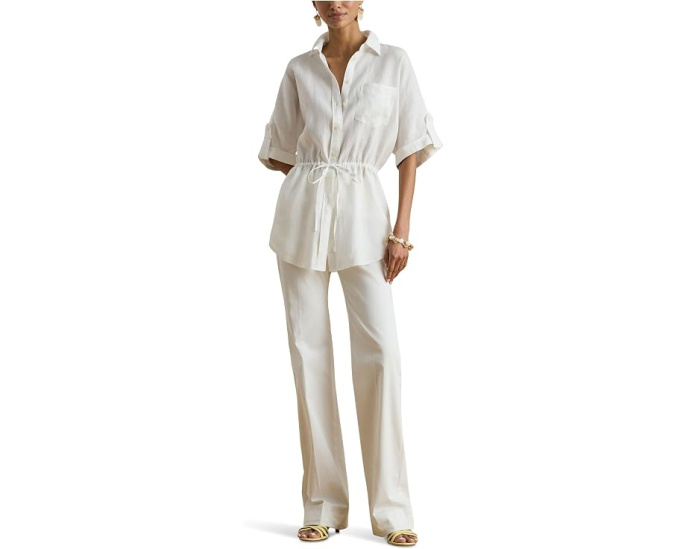 Туника Linen Roll-Tab Sleeve Tunic из льна с завязками Lauren Ralph Lauren
