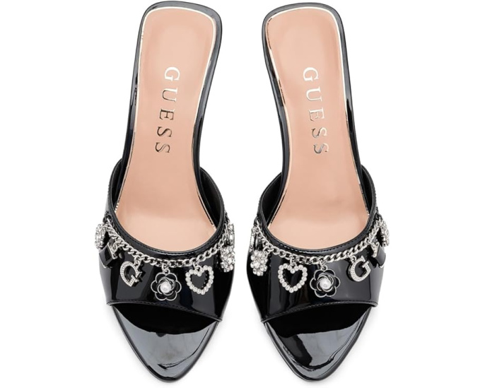 Босоножки Vanesy GUESS на каблуке с цепочкой и стразами