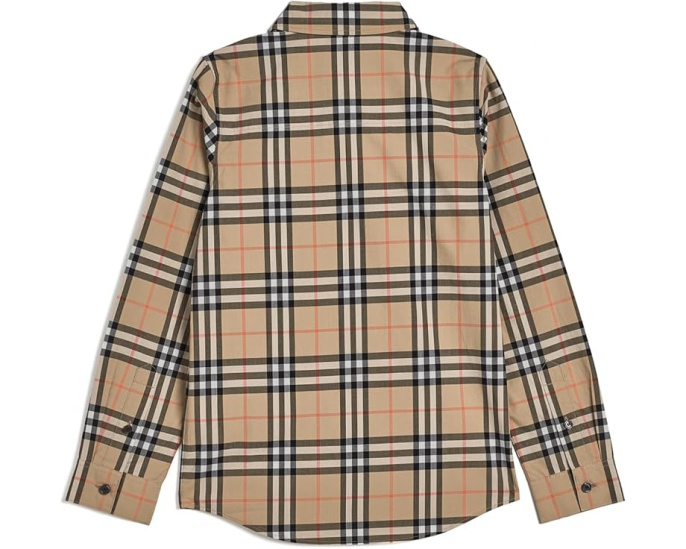 Длинная рубашка Owen Check в клетку Sand от Burberry Kids