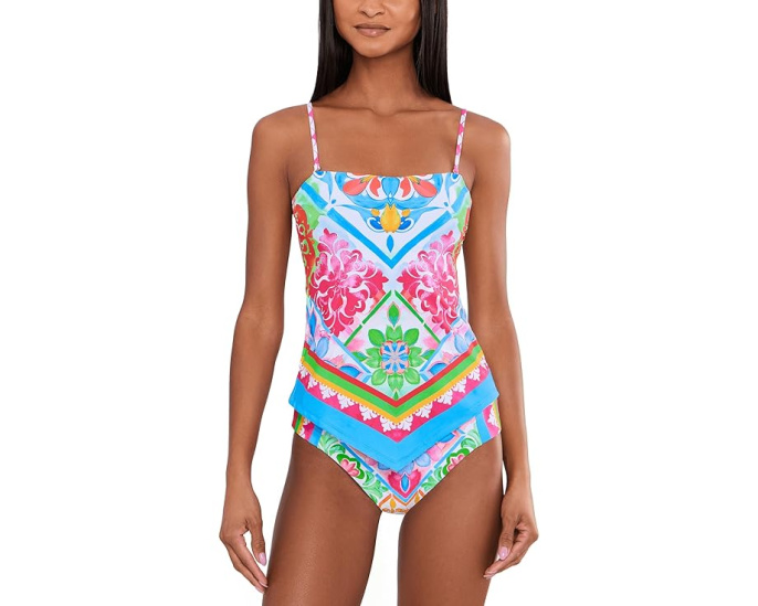 BECCA Mijas Casey Hankercheif Tankini Top с принтом