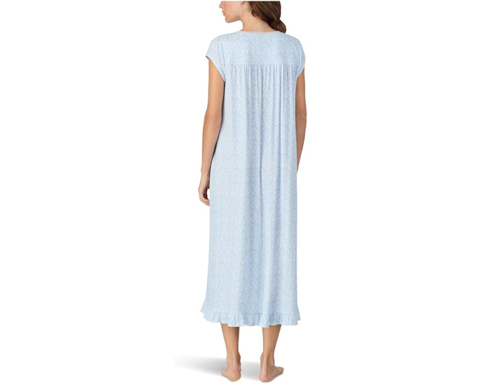 Eileen West Ночная рубашка Cotton Knit Cap Sleeve Long Gown с принтом