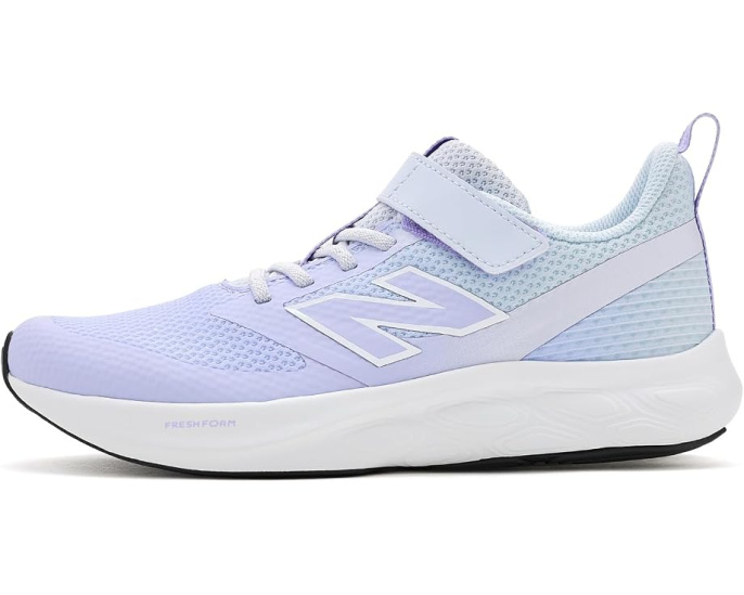 New Balance 625 детские кроссовки на липучках фиолетовые с дышащей сеткой