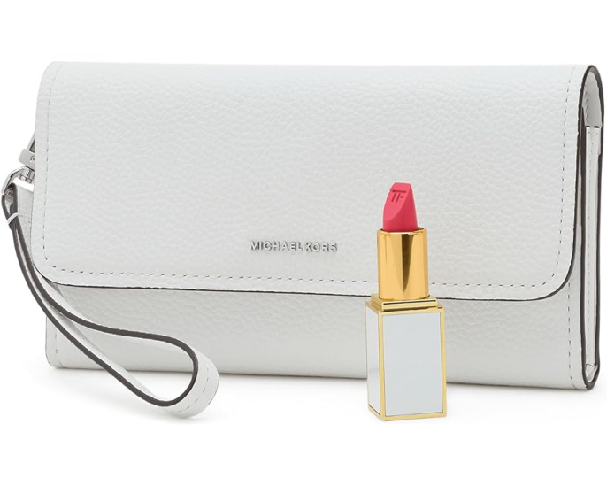 Клатч MICHAEL Michael Kors Jet Set Medium White на запястье