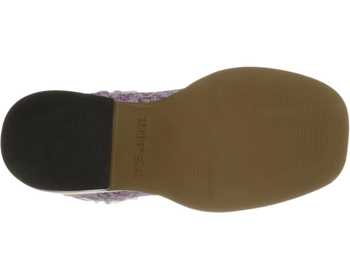 Детские ботинки Roper Lavender с квадратным носком и блестящим цветочным узором