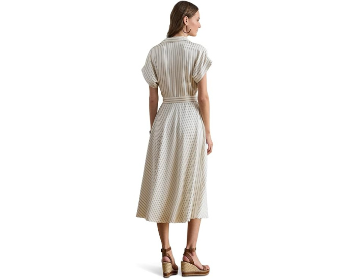 Платье из полосатой ткани с поясом Lauren Ralph Lauren