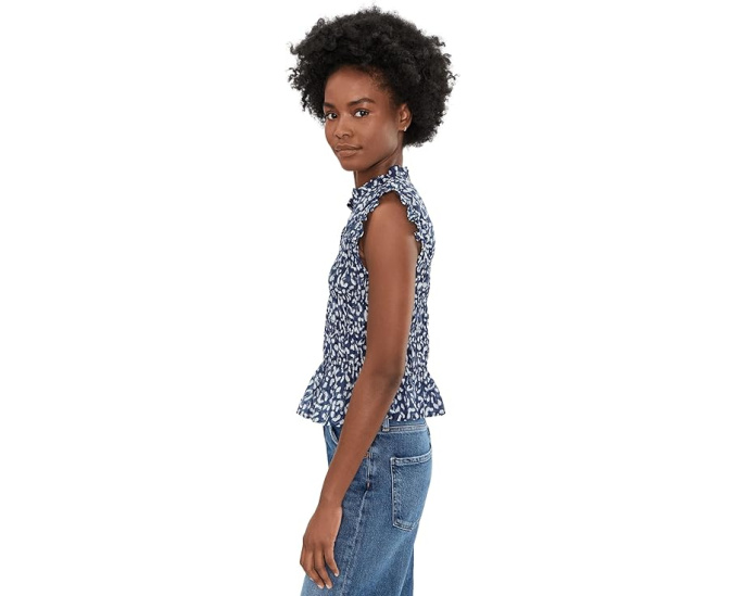 Топ NIC+ZOE Leopard Sketch Smocked Top с принтом леопарда
