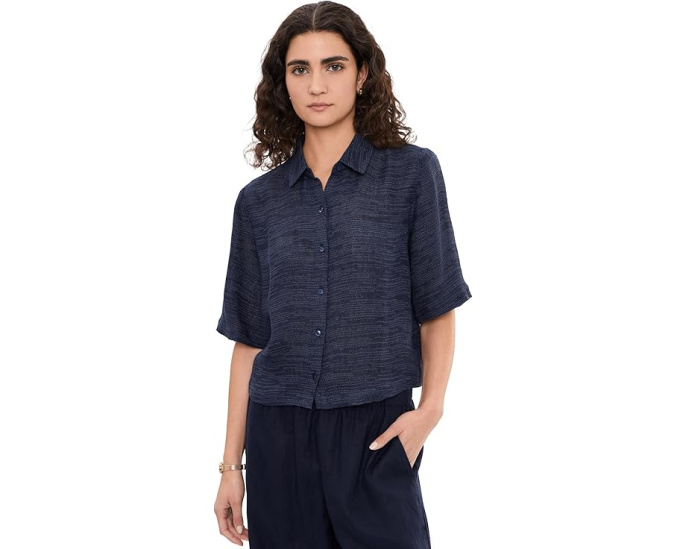Eileen Fisher рубашка льняная с классическим воротником Strata