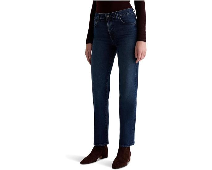 Прямые джинсы AG Jeans Brinley со средней посадкой в цвете Midnight Sun