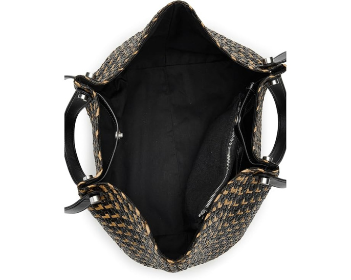 AllSaints Allington Straw Tote соломенная сумка из плетеного сизаля с черной отделкой