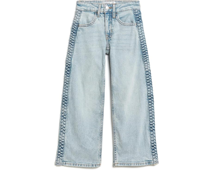 Braided High-Rise Wide Leg Jeans (Big Kid)