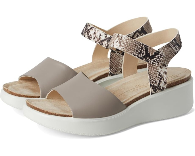 Босоножки ECCO Flowt Wedge Cork на пробковом каблуке с регулируемой лямкой