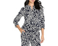 Топ NIC+ZOE из двойного крепа с принтом Indigo Leaf