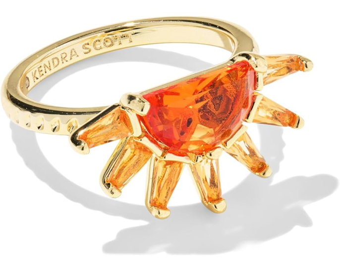 Кольцо Samantha Sun Band от Kendra Scott из желтого золота с оранжевым стеклом