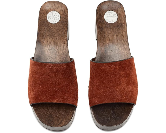 Сабо-сандалии 30mm Sandal Clog от Tory Burch с замшевым верхом