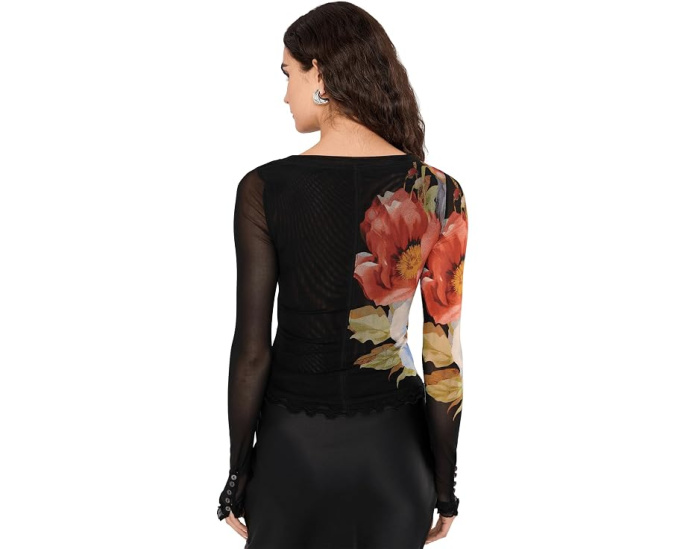 Free People топ Lilly Printed с длинным рукавом