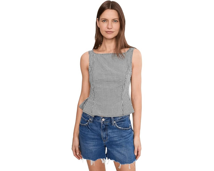 Топ Sunfaded Top Free People Структурированный с пеплумом