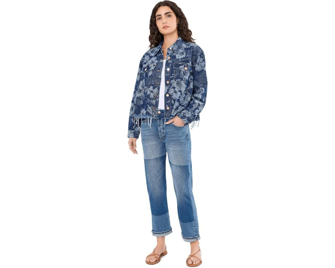 Джинсы Liverpool Los Angeles 27" Sloane Slouchy Mid Rise Girlfriend Cuffed with Removed Patch синие