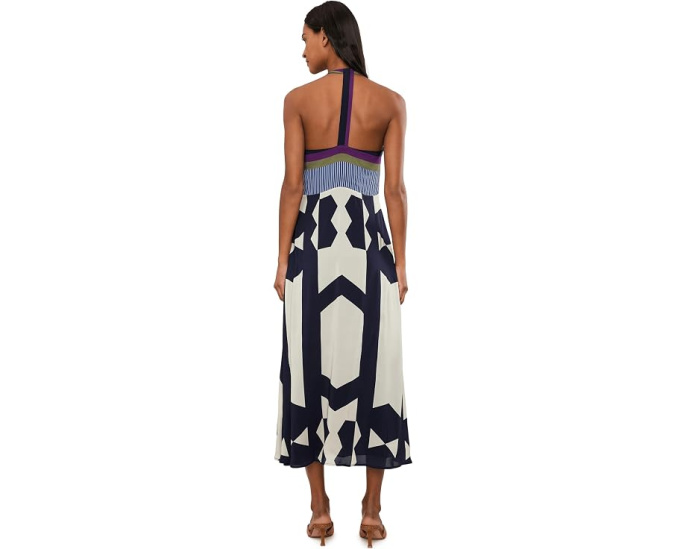 Vince Camuto макси платье V-neck Bareback с принтом