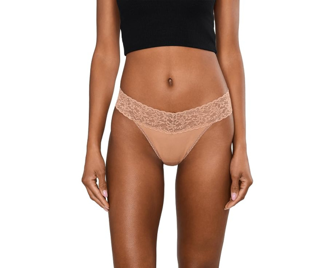 Трусы стринги Hanky Panky Supima Cotton Original Rise с кружевом 3 штуки