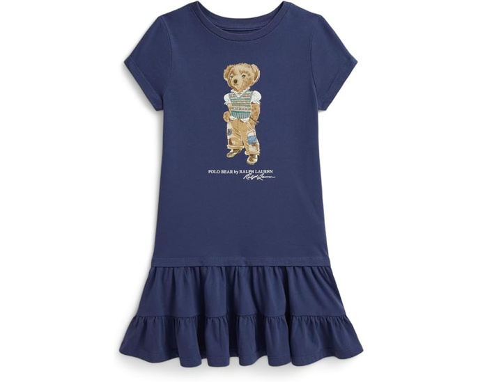 Платье детское ярусное Polo Ralph Lauren из хлопка с мишкой