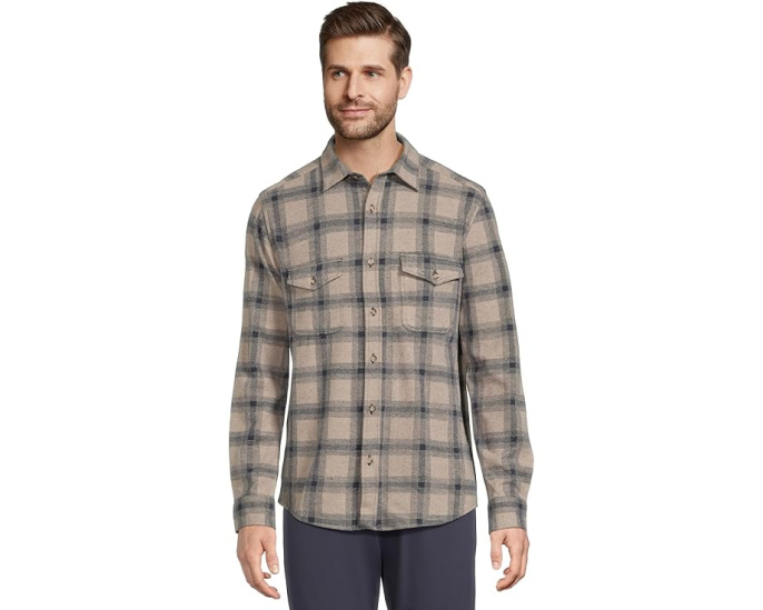 Johnston & Murphy вязаная рубашка Brushed Button-Front с закругленными карманами