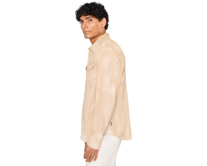 Рубашка ковбойская Marshal Western Snap Front на пуговицах John Varvatos из хлопка бежевая