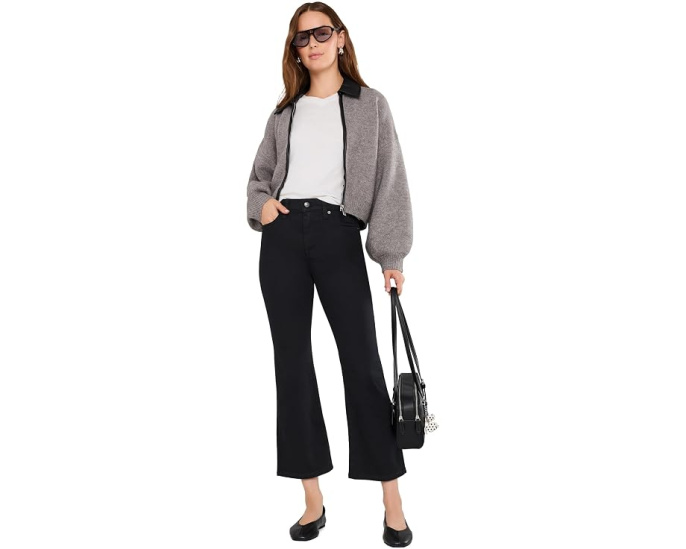 Джинсы Madewell Stretch Flare Crop в черном цвете